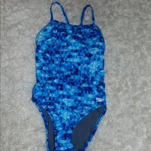 Blue Patterned One-piece Speedo
